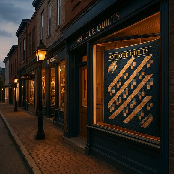 1800s Antique Quilt Link Chain Red White Blue 79"x70" Rare - Picture 6 of 8